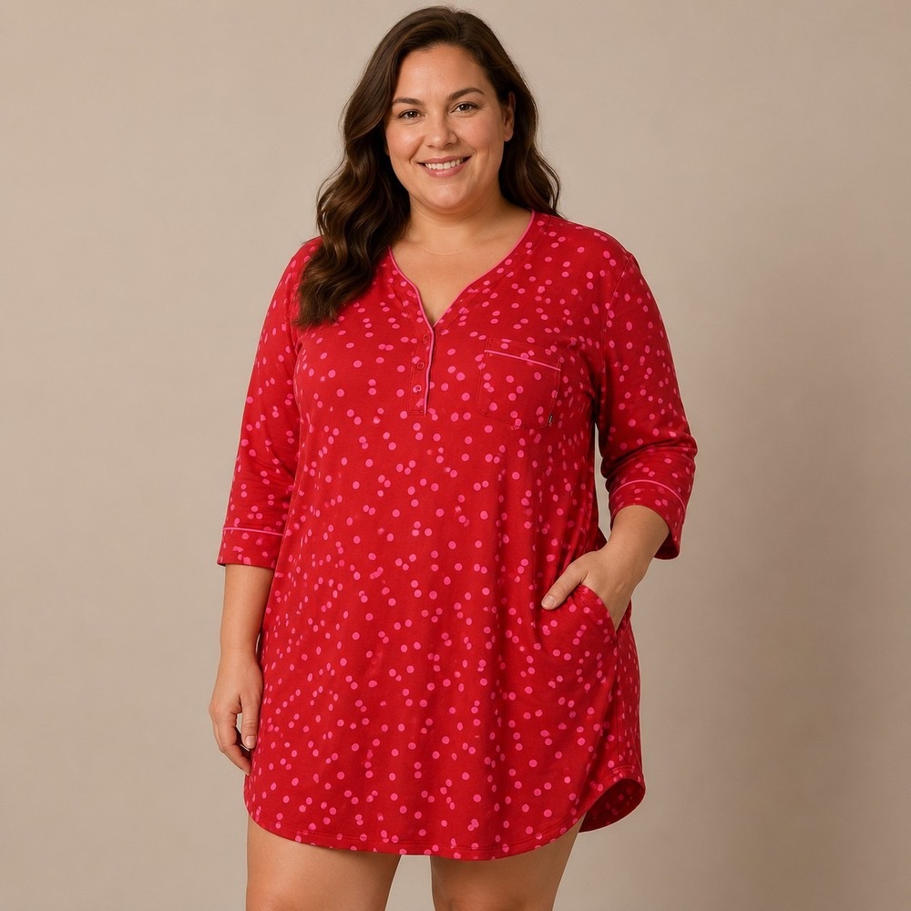 Simply Vera Wang Women's XL Nightgown Henley Confetti Polka Dot Coquette Comfy